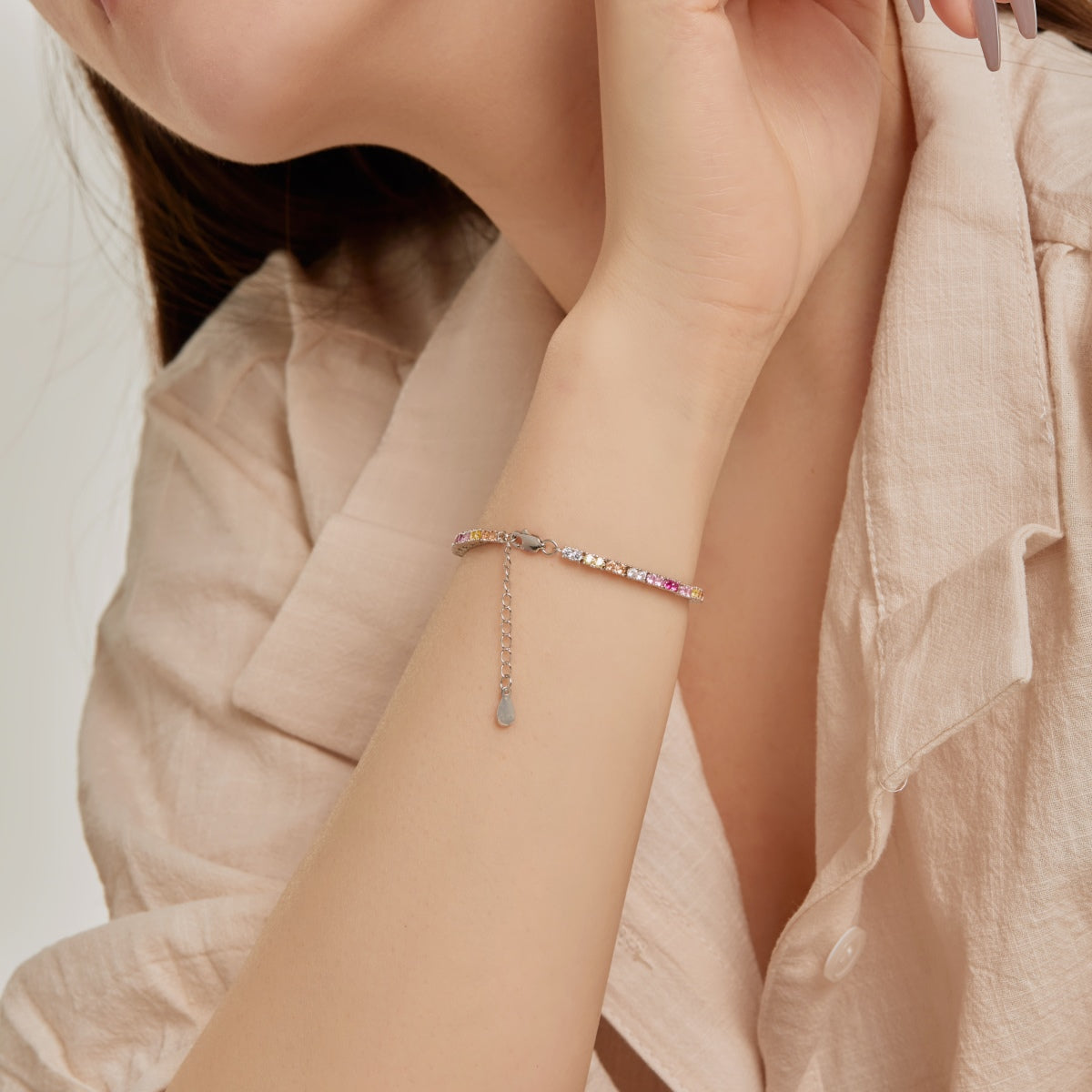 [GALE]Delicate Romantic Heart Shape Lover Bracelet