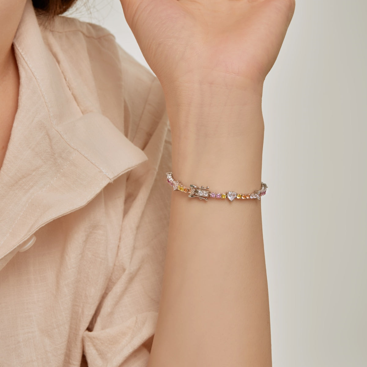 [GALE]Romantic Heart Shape Round Cut Lover Bracelet