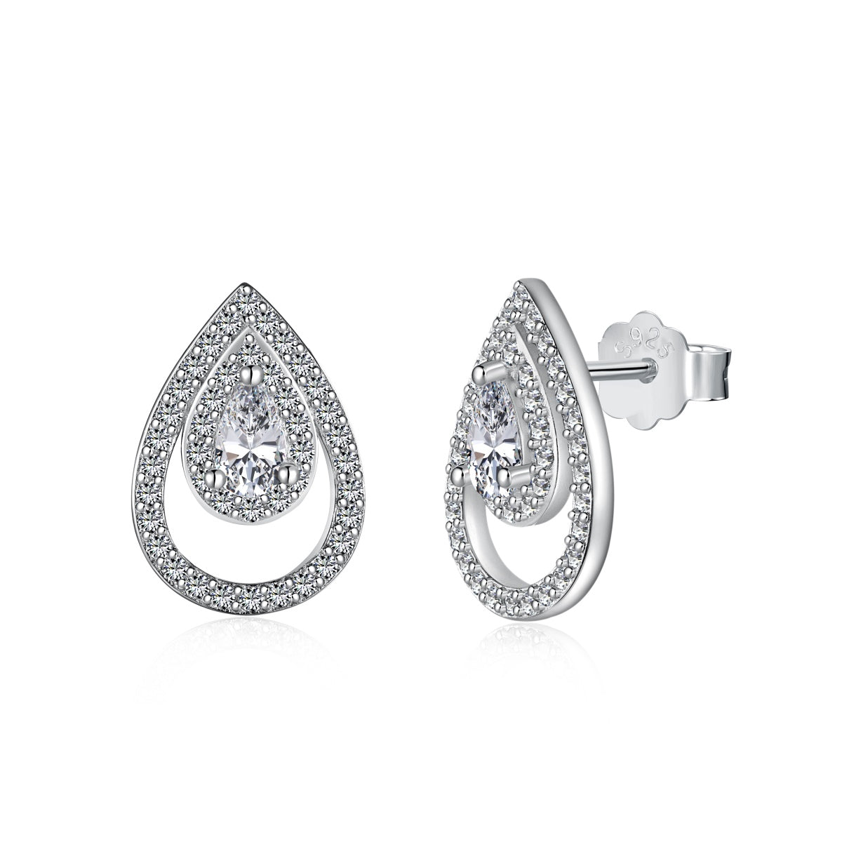 [GALE]Sparkling Delicate Water Drop Shape Daily Earrings
