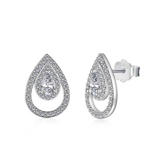 [GALE]Sparkling Delicate Water Drop Shape Daily Earrings