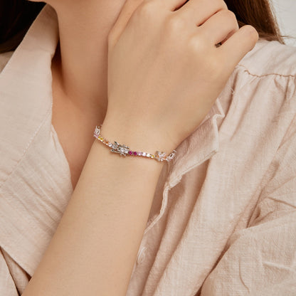 [GALE]Ornate Colorful Butterfly Shape Round Cut Daily Bracelet