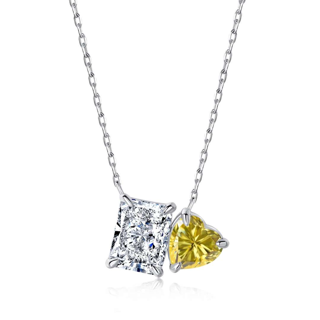 [GALE]Dazzling Square & Heart Shape Necklace