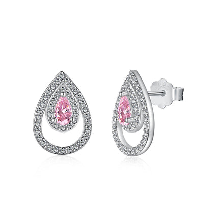 [GALE]Sparkling Delicate Water Drop Shape Daily Earrings