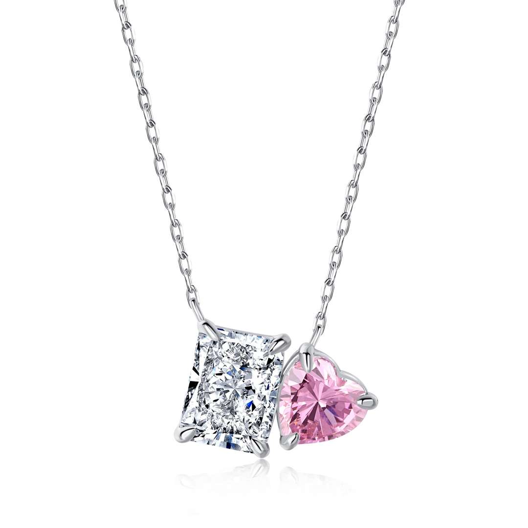 [GALE]Dazzling Square & Heart Shape Necklace