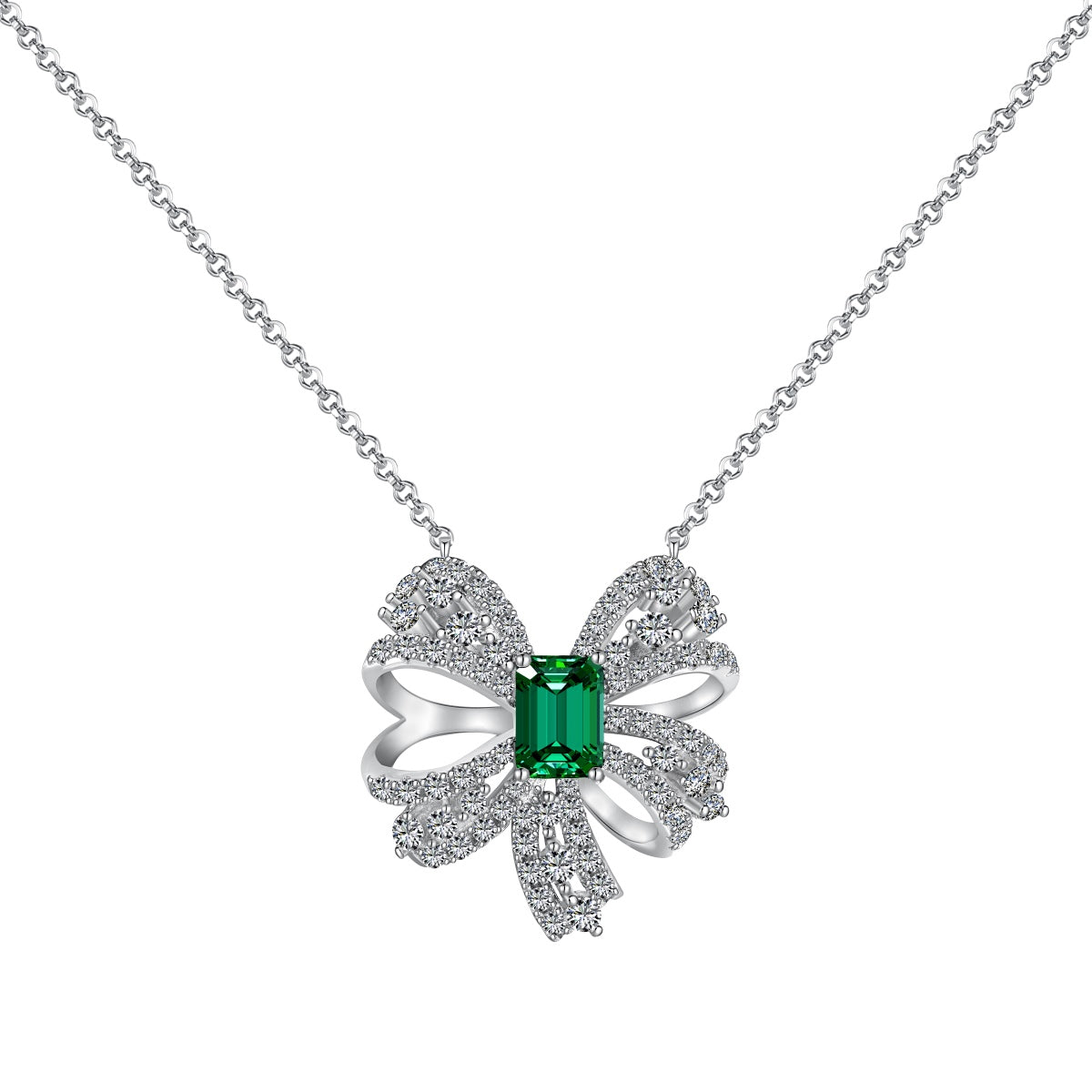 [GALE]Luxurious Flower Shape Emerald Cut Necklace
