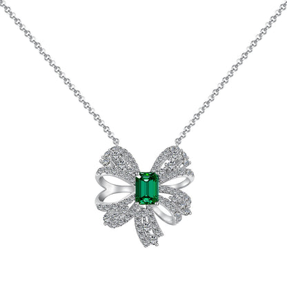 [GALE]Luxurious Flower Shape Emerald Cut Necklace