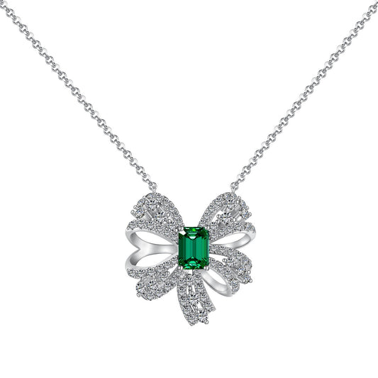[GALE]Luxurious Flower Shape Emerald Cut Necklace
