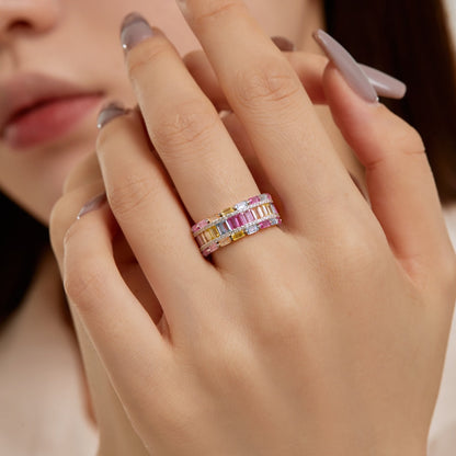 [GALE]Dazzling Colorful Radiant Cut Party Ring