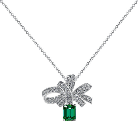 [GALE]Luxurious Flower Shape Emerald Cut Necklace