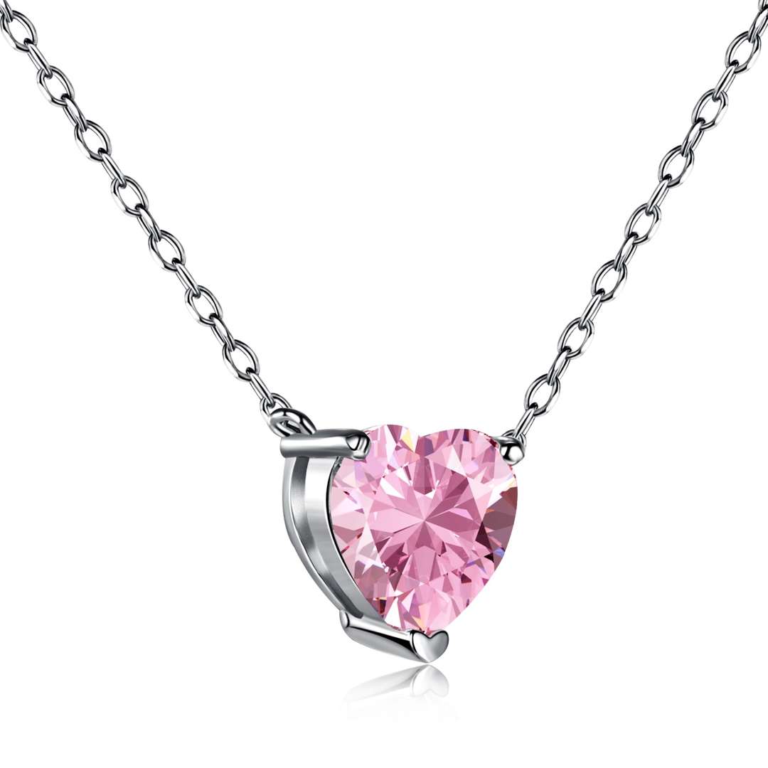 [GALE]Heart Shape Main Stone Pendant Collarbone Necklace