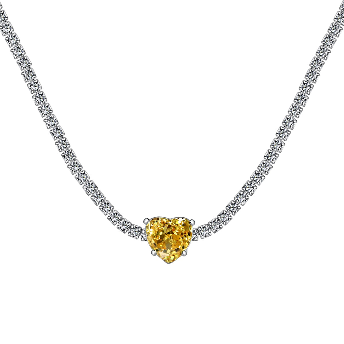 [GALE]2.0 Carat Sparkling Tennis Heart Cut Necklace