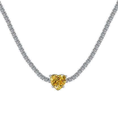 [GALE]2.0 Carat Sparkling Tennis Heart Cut Necklace