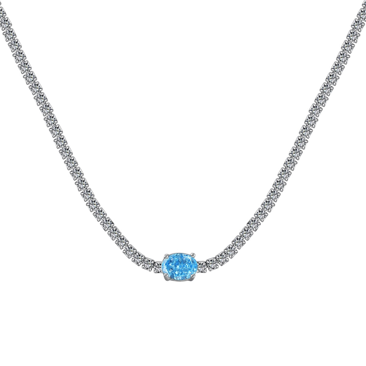 [GALE]1.0 Carat Shining Oval Cut Necklace