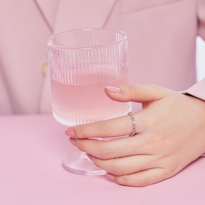 [GALE]Sparkling Colorful Round Cut Tennis Ring