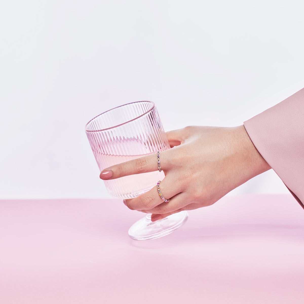 [GALE]Sparkling Colorful Round Cut Tennis Ring