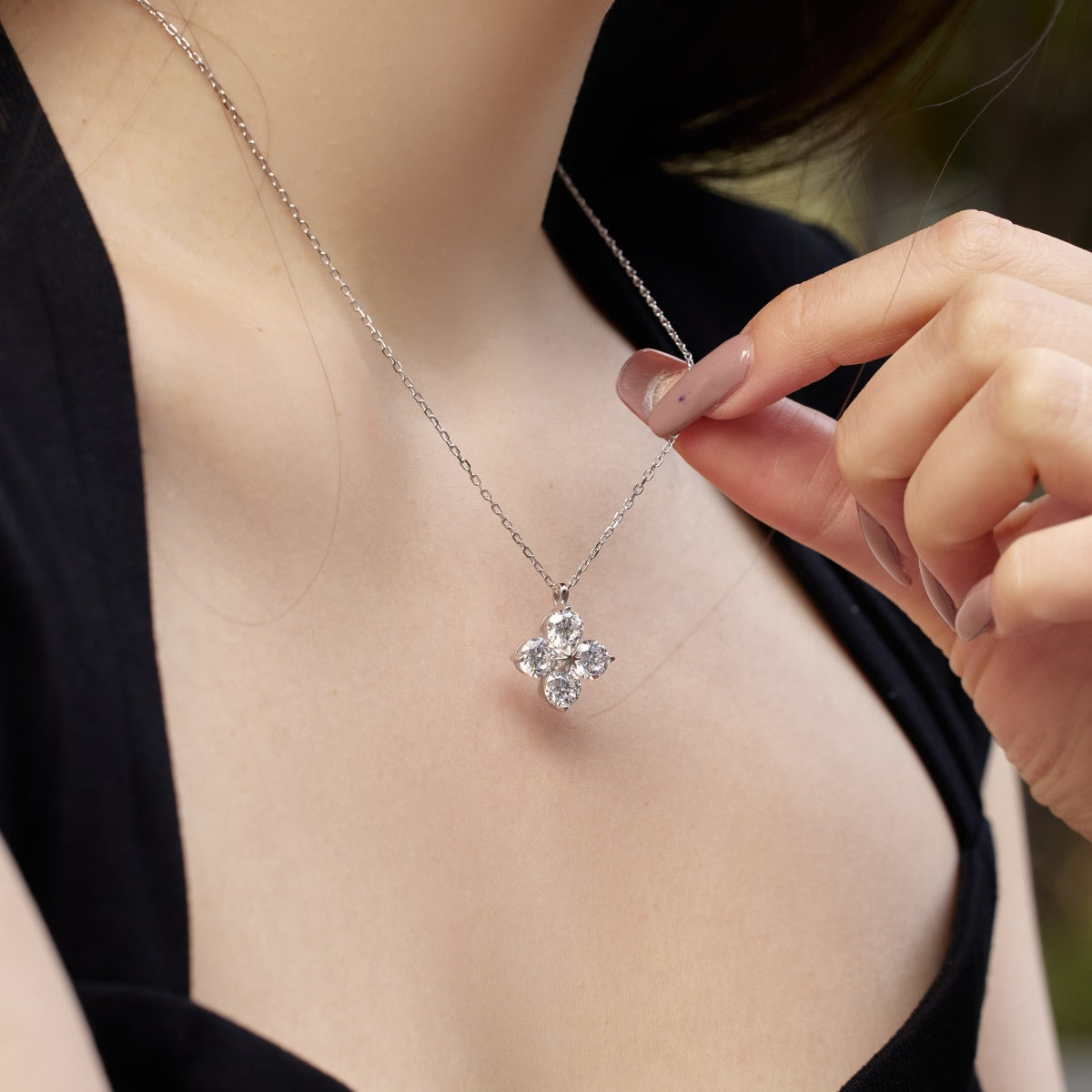 [GALE]Four-Leaf Clover And Eight-Pointed Star Necklace