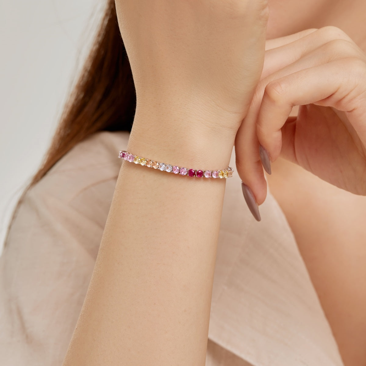 [GALE]Radiant Colorful Round Cut Tennis Bracelet