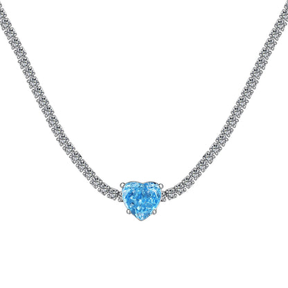 [GALE]2.0 Carat Sparkling Tennis Heart Cut Necklace