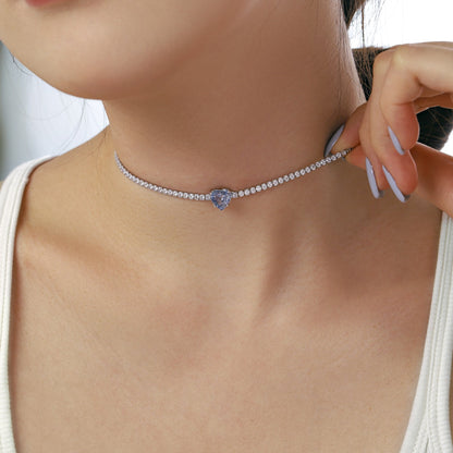 [GALE]2.0 Carat Sparkling Tennis Heart Cut Necklace