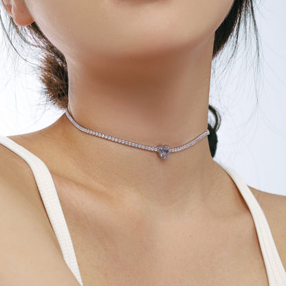 [GALE]2.0 Carat Sparkling Tennis Heart Cut Necklace
