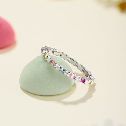 [GALE]Charming Colorful Round Cut Daily Ring