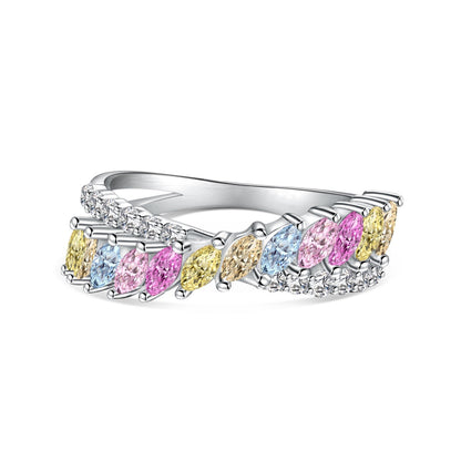 [GALE]Unique Colorful Marquise Cut Daily Ring