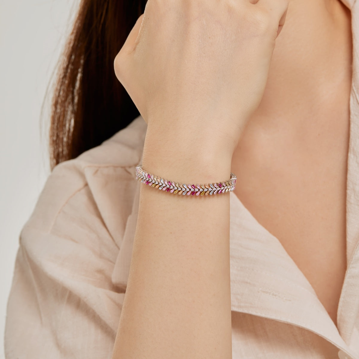 [GALE]Dainty Radiant Emerald Cut Daily Bracelet