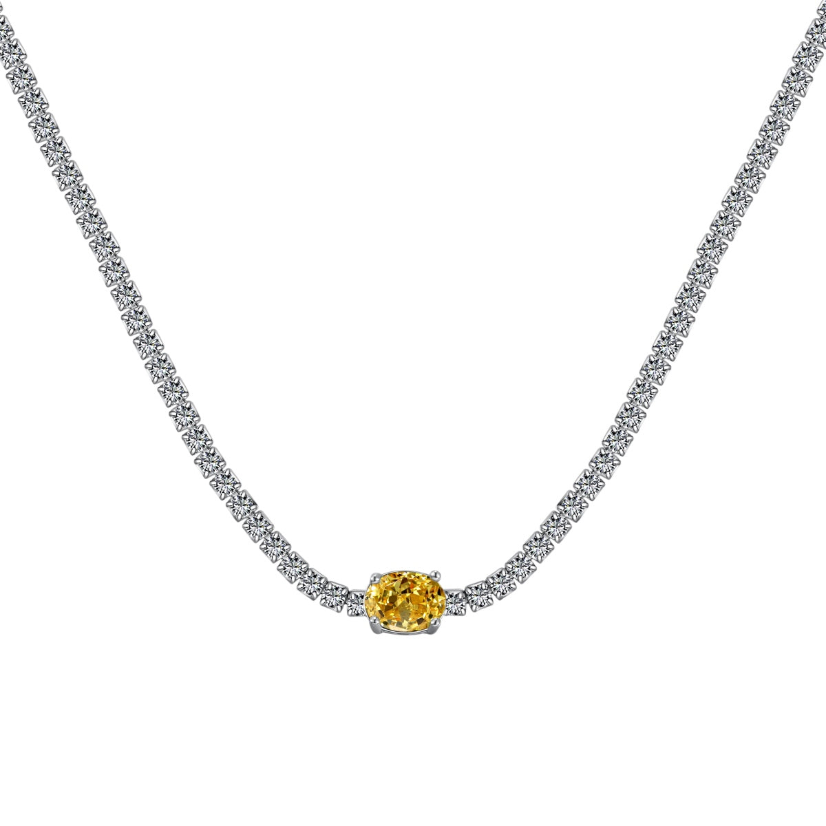 [GALE]1.0 Carat Shining Oval Cut Necklace