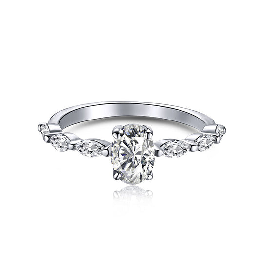 [GALE]0.75 Carat Luxurious Vibrant Elongated Cushion Cut Daily Ring