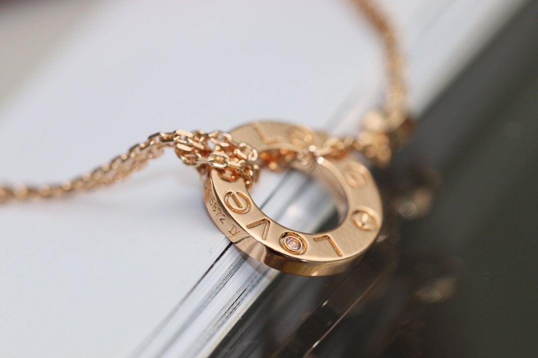 [GALE]LOVE NECKLACE ADJUSTABLE ROSE GOLD 2 DIAMOND