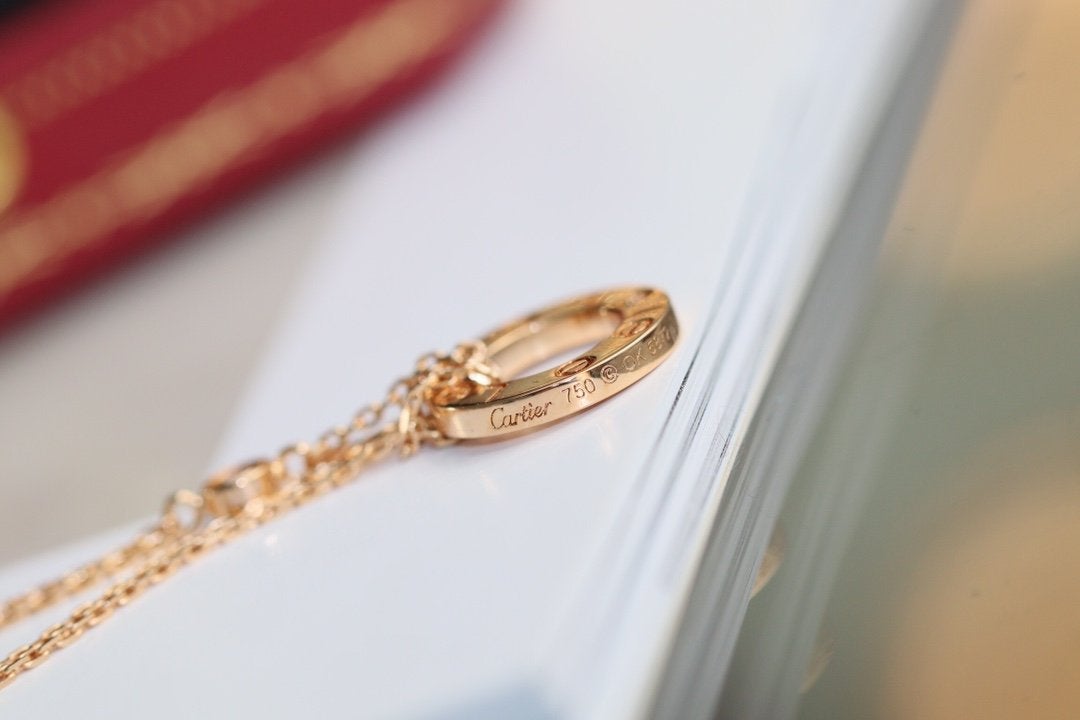 [GALE]LOVE NECKLACE ADJUSTABLE ROSE GOLD 2 DIAMOND