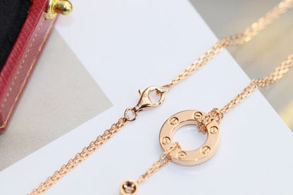[GALE]LOVE NECKLACE ADJUSTABLE ROSE GOLD 2 DIAMOND