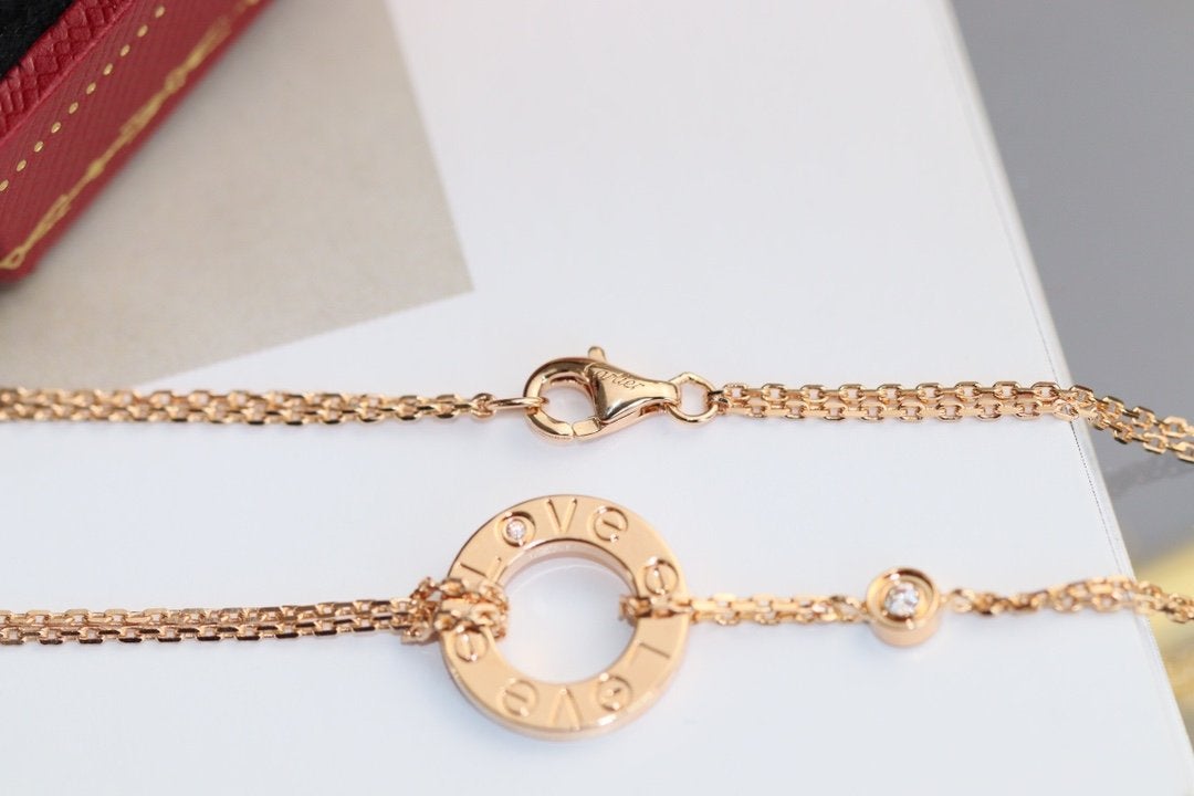 [GALE]LOVE NECKLACE ADJUSTABLE ROSE GOLD 2 DIAMOND