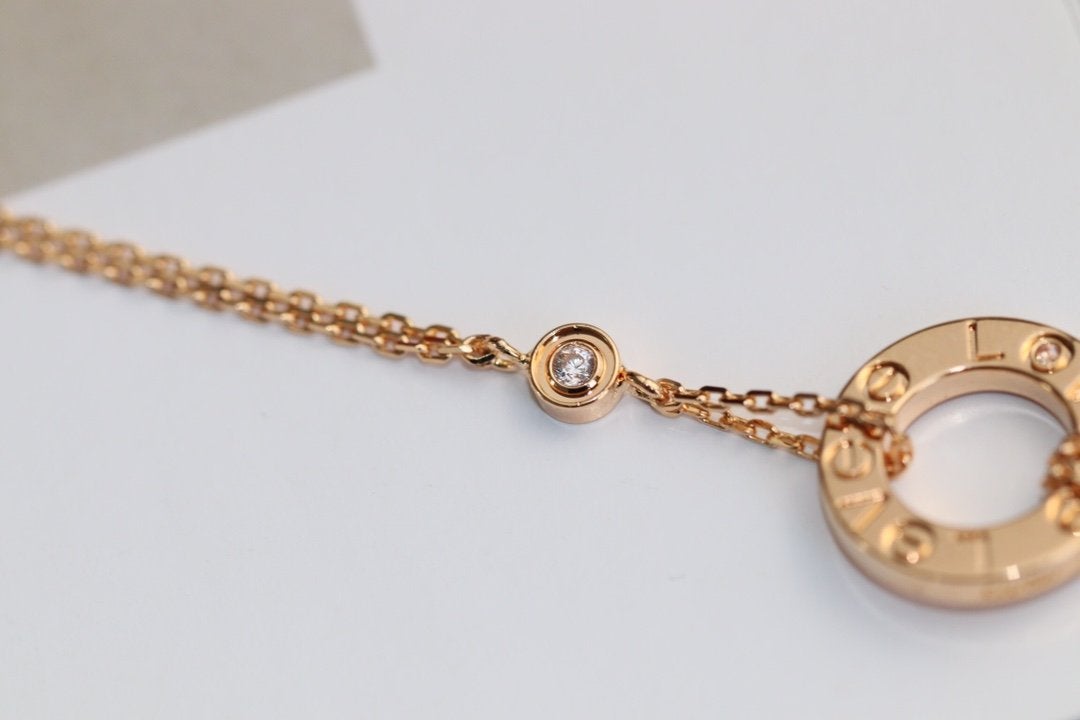 [GALE]LOVE NECKLACE ADJUSTABLE ROSE GOLD 2 DIAMOND