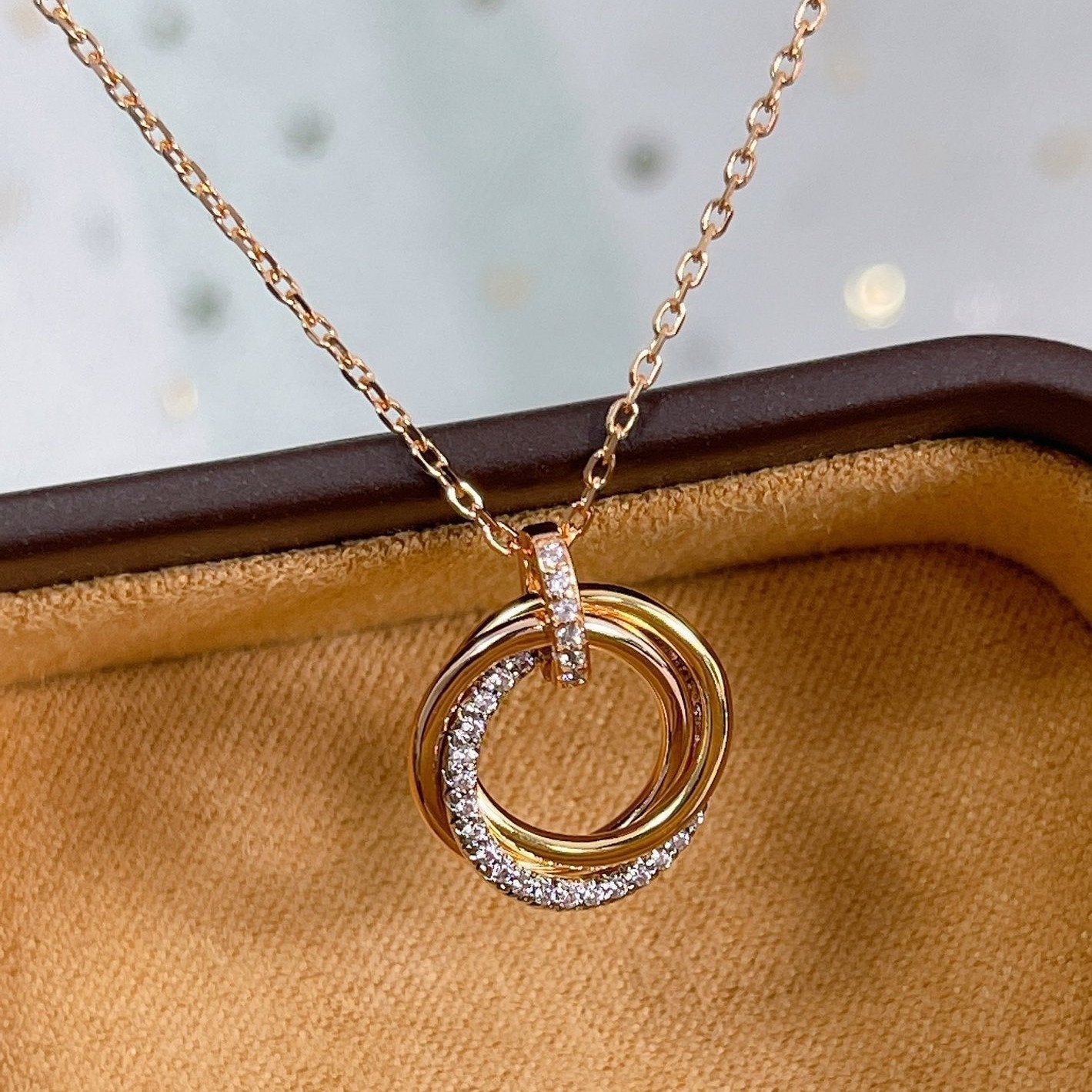 [GALE]TRINITY NECKLACE SILVER GOLD PINK GOLD DIAMONDS