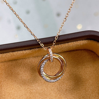 [GALE]TRINITY NECKLACE SILVER GOLD PINK GOLD DIAMONDS