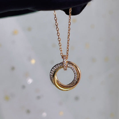 [GALE]TRINITY NECKLACE SILVER GOLD PINK GOLD DIAMONDS