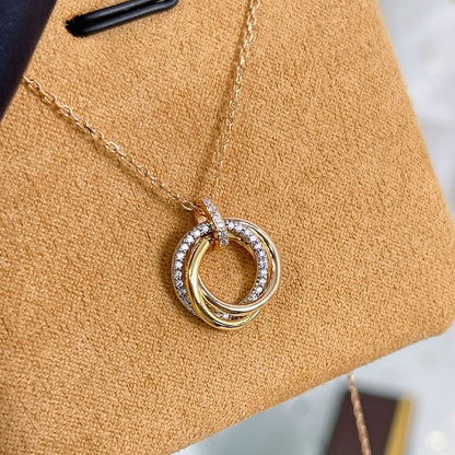 [GALE]TRINITY NECKLACE SILVER GOLD PINK GOLD DIAMONDS