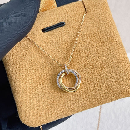 [GALE]TRINITY NECKLACE SILVER GOLD PINK GOLD DIAMONDS