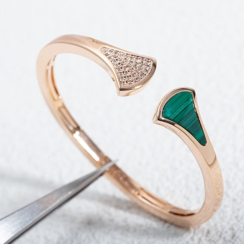 [GALE]DREAM BRACELET OPEN MALACHITE PINK GOLD