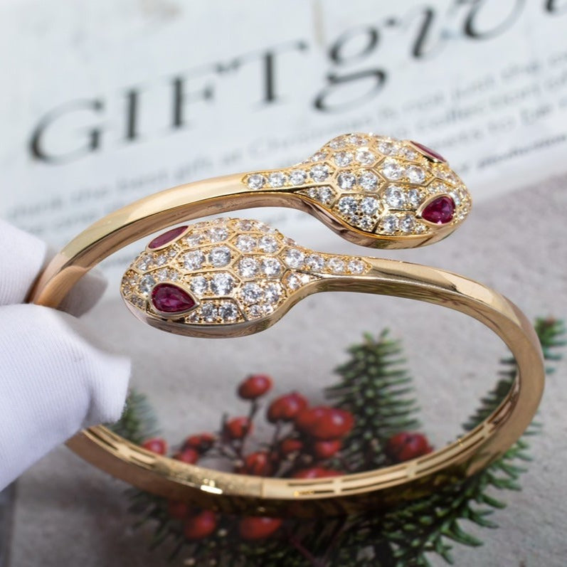 [GALE]SERPENTI BRACELET PINK GOLD DIAMOND DOUBLE SNAKE