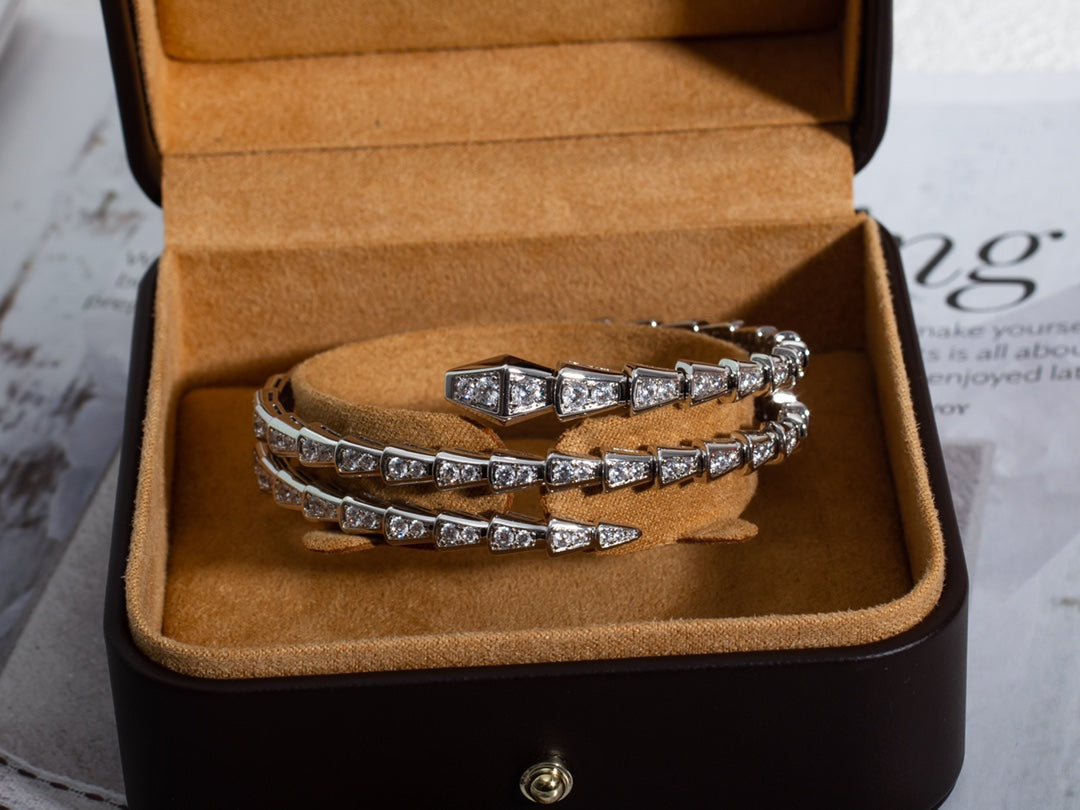 [GALE]SERPENTI BRACELET SILVER DIAMOND DOUBLE ROW
