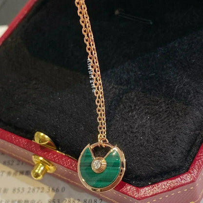 [GALE]AMULETTE ROSE GOLD MALACHITE NECKLACE