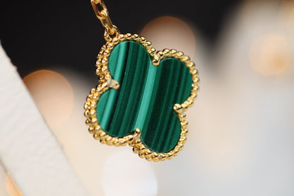 [GALE]CLOVER EARRINGS GOLD MALACHITE DIAMOND 3 MOTIF