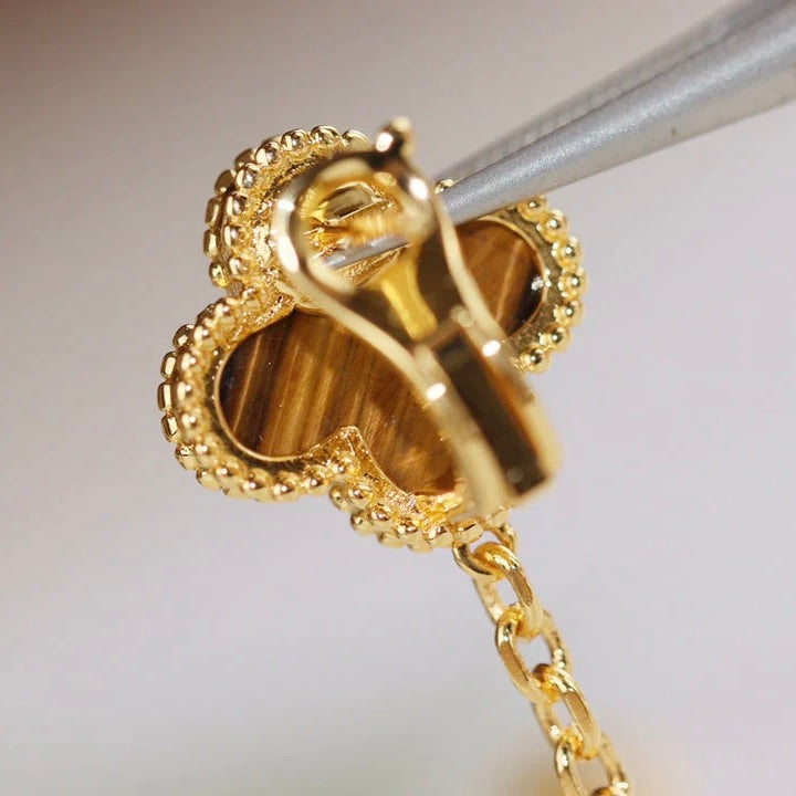 [GALE]CLOVER  2 MOTIF  TIGER EYE CARNELIAN EARRINGS