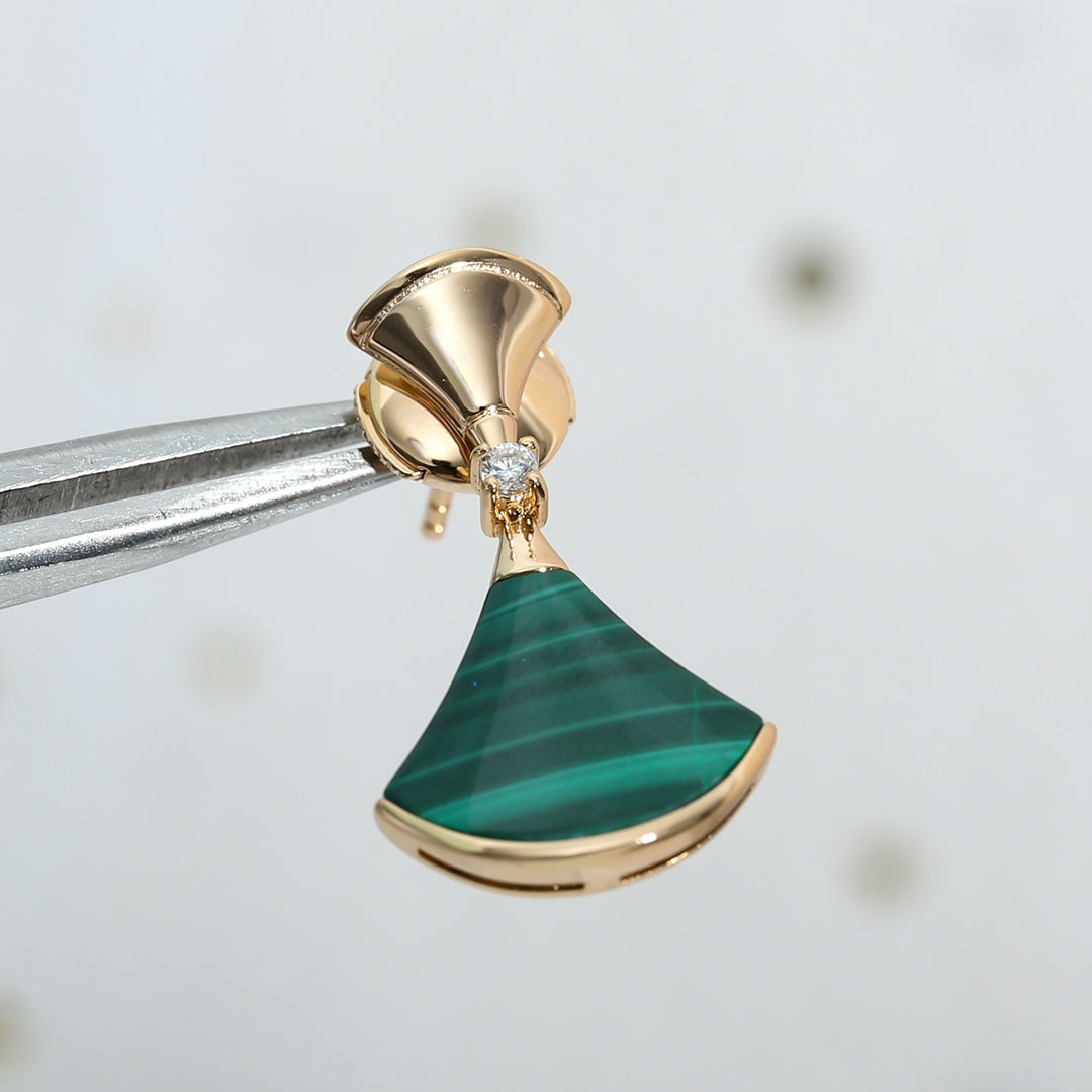 [GALE]DREAM MALACHITE PINK GOLD EARRINGS