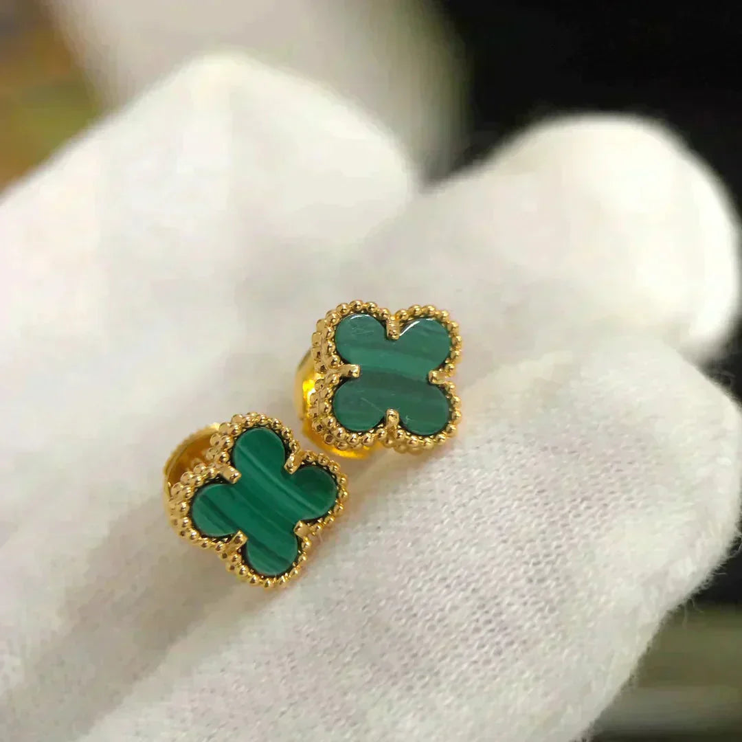 [GALE]CLOVER MINI 9.5MM MALACHITE  EARRINGS
