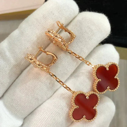 [GALE]CLOVER 2 MOTIF  LASER CARNELIAN EARRINGS