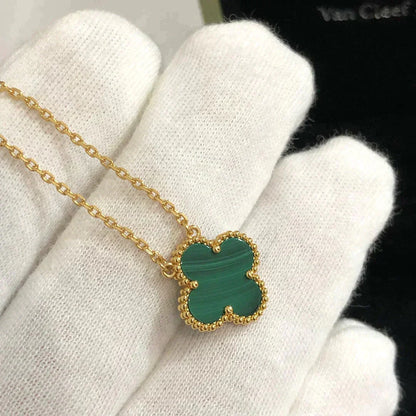 [GALE]CLOVER 15MM MALACHITE SINGLE FLOWER  NECKLACE