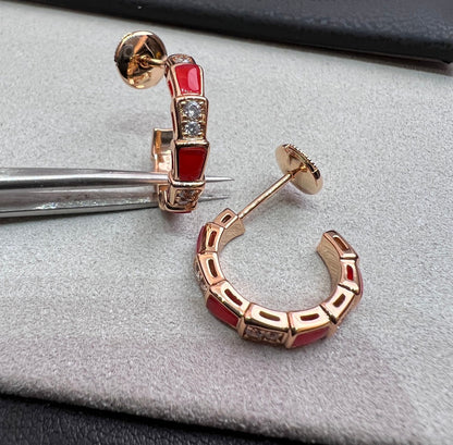 [GALE]SERPENTI CARNELIAN PINK GOLD EARRINGS